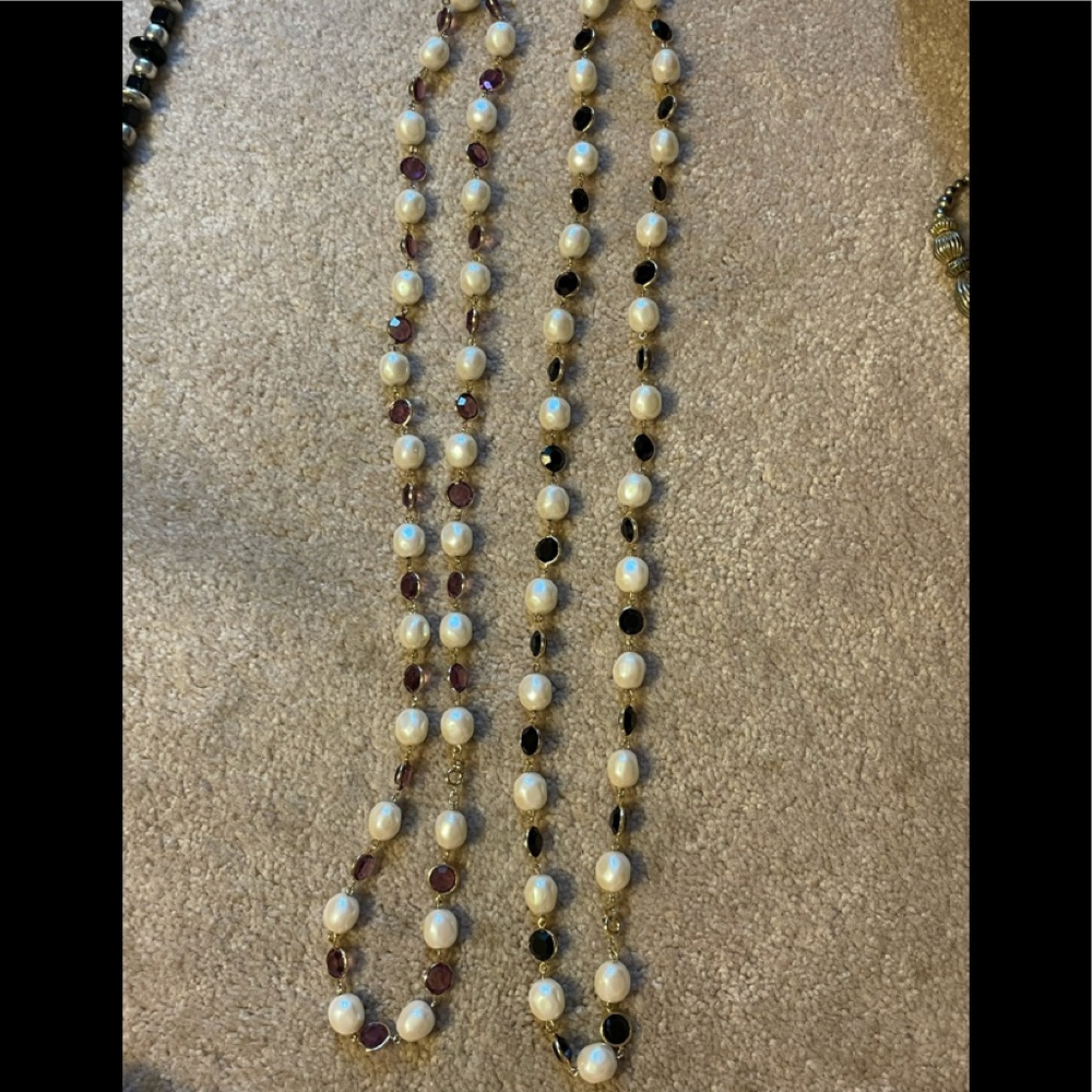 Pearl and crystal necklaces 36” each